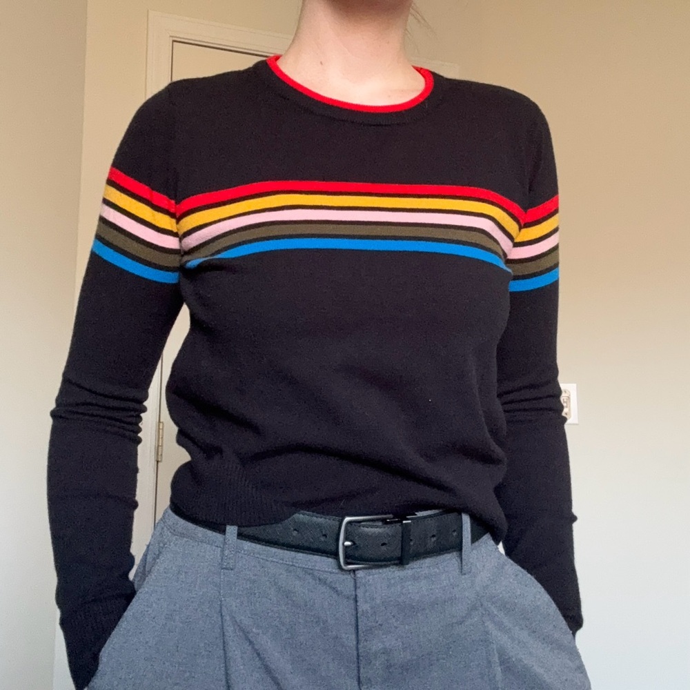Forever 21 Vintage-Inspired Rainbow Striped Pullover Sweater - L - Picture 8 of 8